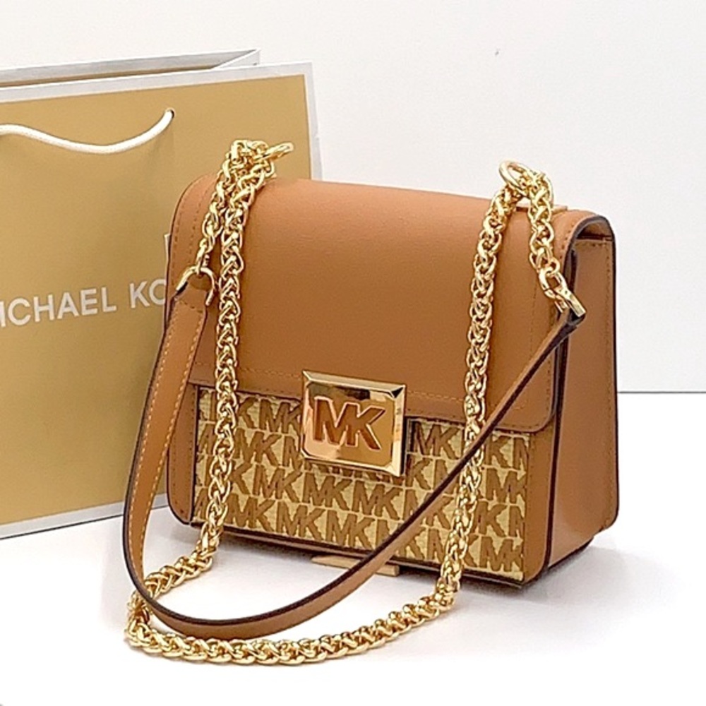 Michael Kors Tan and Gold Women's Bag